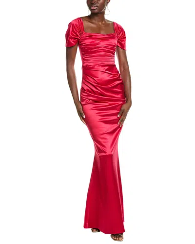 Chiara Boni La Petite Robe Yudali Satin Midi Dress In Red