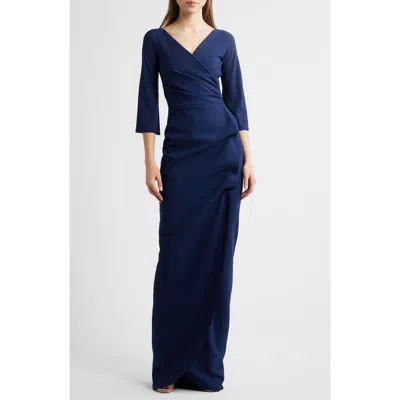 Chiara Boni La Petite Robe Zalfa Ruched Faux Wrap Dress In Blue Notte