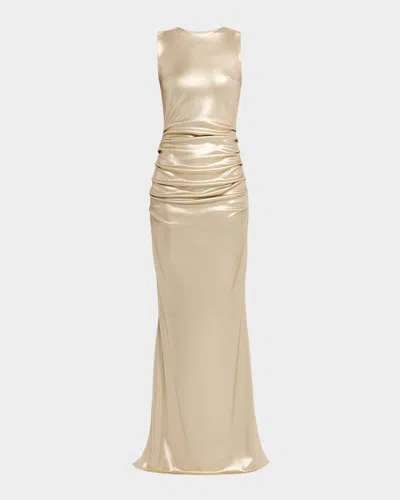 Chiara Boni La Petite Robe Zari Splendid Metallic Jersey Gown In Gold