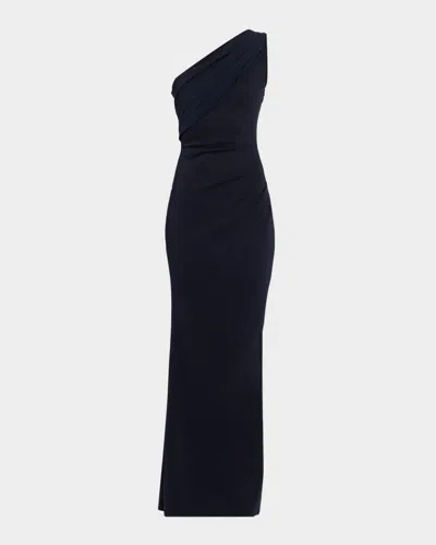 Chiara Boni La Petite Robe Zenab Sugar One-shoulder Long Gown In Blue