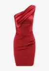 Chiara Boni La Petite Robe Zenax One-shoulder Mini Satin Dress In Red