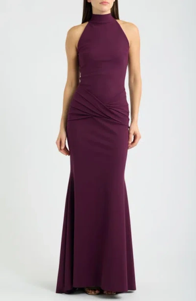 Chiara Boni La Petite Robe Zesika Halter Neck Jersey Gown In Burgundy