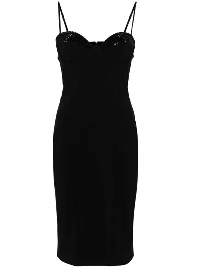 Chiara Boni La Petite Robe Zhoulette Crystal-embellished Midi Dress In 黑色