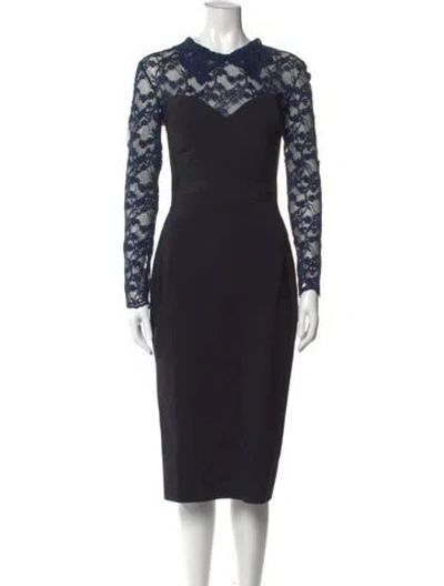 Pre-owned Chiara Boni Lace Pattern Knee-length Dress In Blue