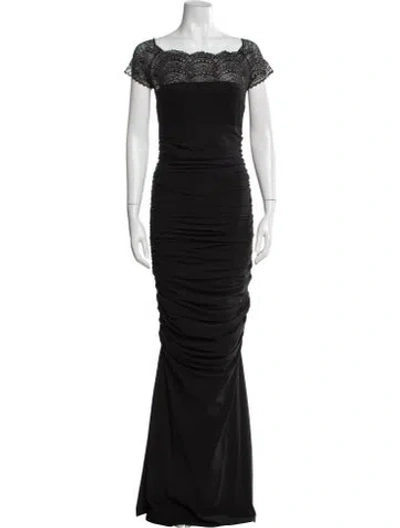 Pre-owned Chiara Boni Lace Pattern Long Dress In Black