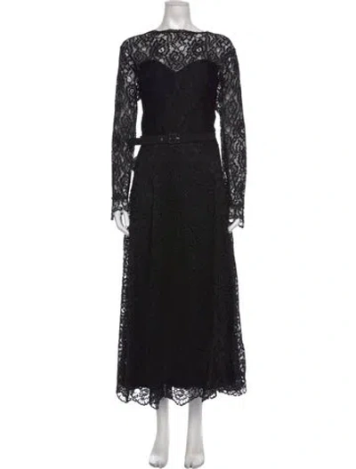 Pre-owned Chiara Boni Lace Pattern Long Dress W/ Tags In Black