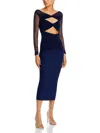 Chiara Boni Leitha Cutout Mixed Media Sheath Dress In Blue Notte In Blue