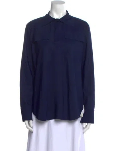 Pre-owned Chiara Boni Long Sleeve Button-up Top In Blue