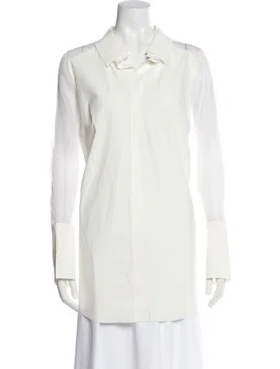 Pre-owned Chiara Boni Long Sleeve Button-up Top In White