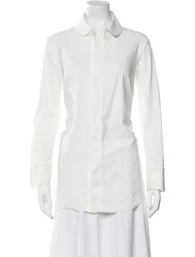 Pre-owned Chiara Boni Long Sleeve Button-up Top In White