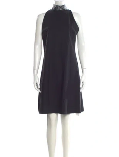 Pre-owned Chiara Boni Mock Neck Knee-length Dress In Blue