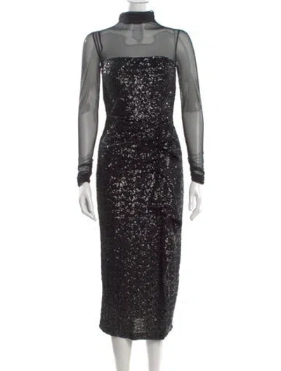 Pre-owned Chiara Boni Mock Neck Long Dress In Black