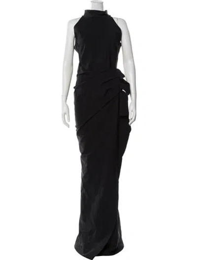 Pre-owned Chiara Boni Mock Neck Long Dress In Black