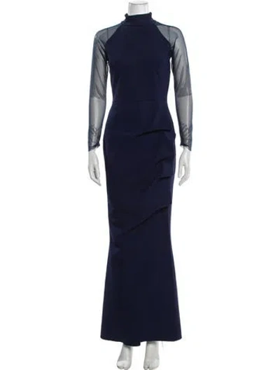 Pre-owned Chiara Boni Mock Neck Long Dress In Blue
