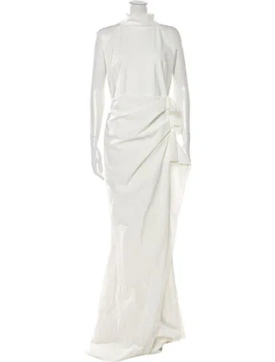 Pre-owned Chiara Boni Mock Neck Long Dress In Neutral
