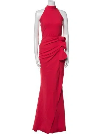 Pre-owned Chiara Boni Mock Neck Long Dress In Red