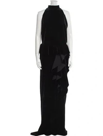 Pre-owned Chiara Boni Mock Neck Long Dress W/ Tags In Black