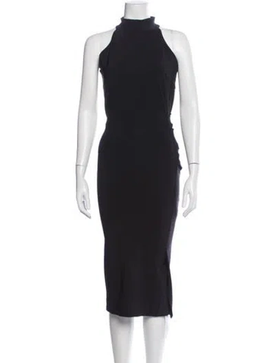 Pre-owned Chiara Boni Mock Neck Midi Length Dress In Black