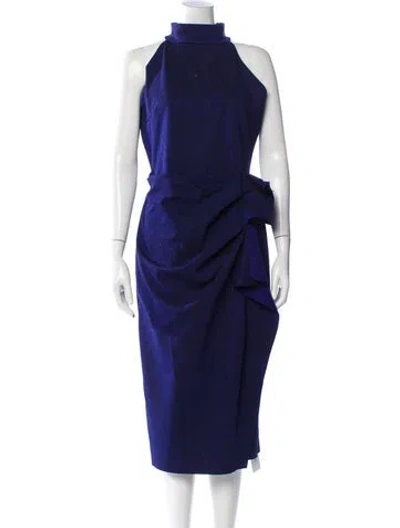 Pre-owned Chiara Boni Mock Neck Midi Length Dress In Blue
