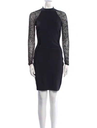 Pre-owned Chiara Boni Mock Neck Mini Dress In Black