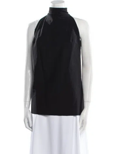 Pre-owned Chiara Boni Mock Neck Sleeveless Blouse In Black