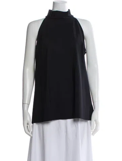 Pre-owned Chiara Boni Mock Neck Sleeveless Top In Black