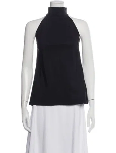 Pre-owned Chiara Boni Mock Neck Sleeveless Top In Blue