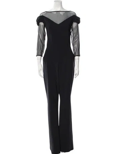 Pre-owned Chiara Boni Neoprene Bateau Neckline Jumpsuit In Black