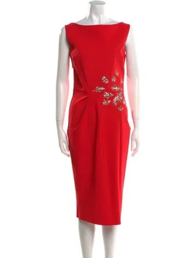 Pre-owned Chiara Boni Neoprene Midi Length Dress In Red