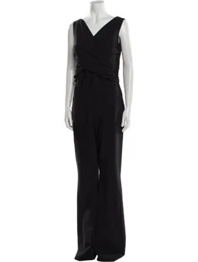 Pre-owned Chiara Boni Nylon Cowl Neck Jumpsuit In Black
