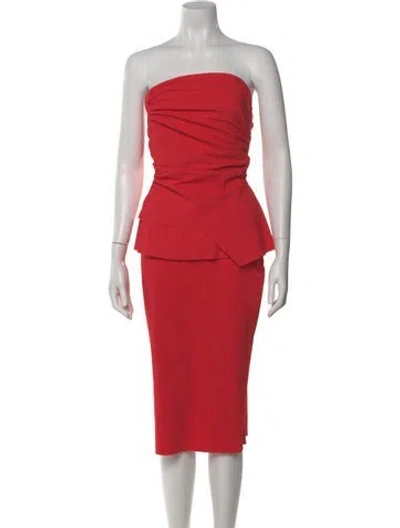 Pre-owned Chiara Boni Nylon Knee-length Dress W/ Tags In Red