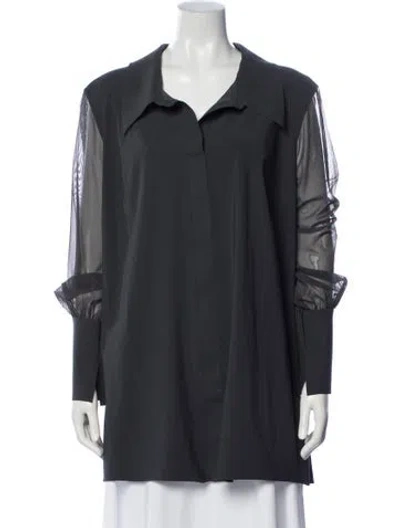 Pre-owned Chiara Boni Nylon Long Sleeve Top In Gray