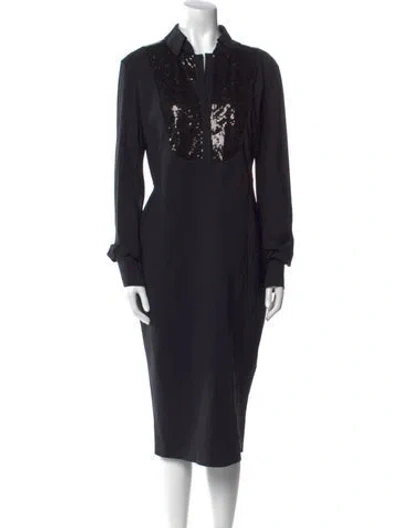 Pre-owned Chiara Boni Nylon Midi Length Dress In Black
