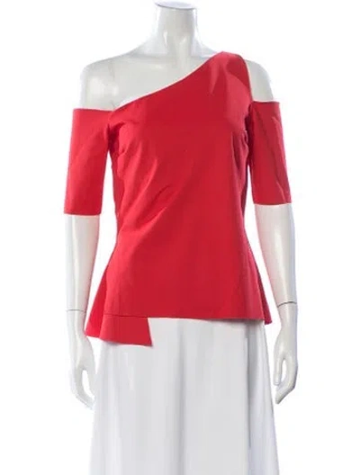 Pre-owned Chiara Boni Nylon Off-the-shoulder Top In Red