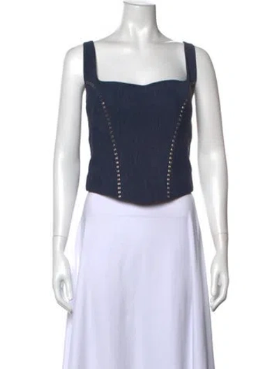 Pre-owned Chiara Boni Nylon Square Neckline Top In Blue