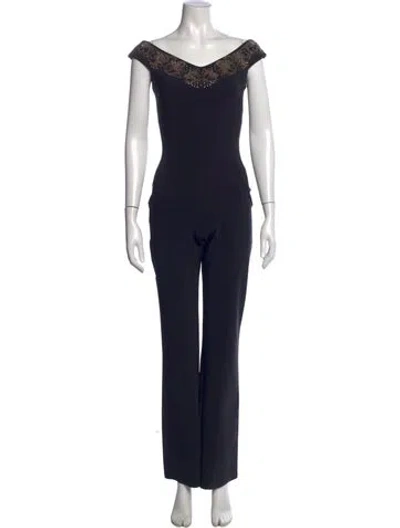 Pre-owned Chiara Boni Off-the-shoulder Jumpsuit In Black