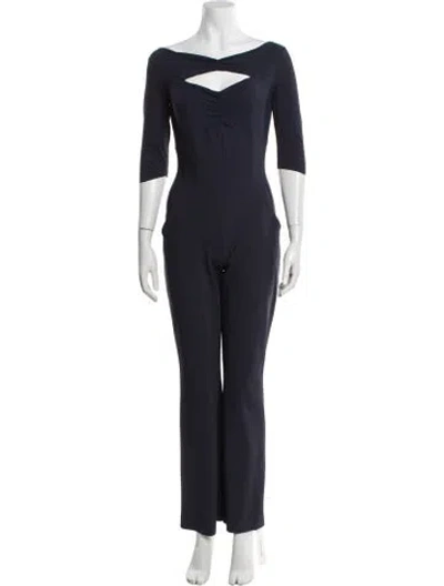 Pre-owned Chiara Boni Off-the-shoulder Jumpsuit In Blue