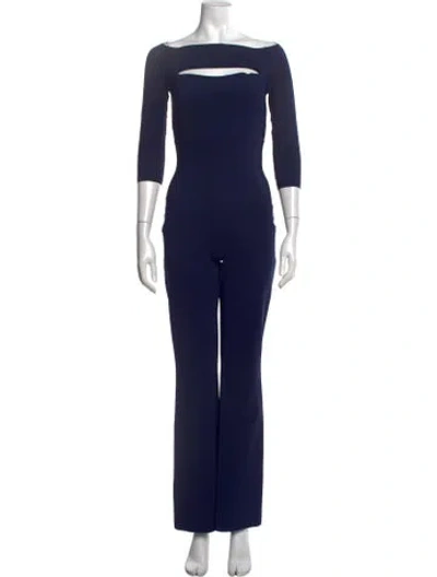 Pre-owned Chiara Boni Off-the-shoulder Jumpsuit In Blue