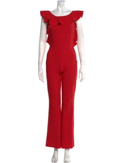 Pre-owned Chiara Boni Off-the-shoulder Jumpsuit In Red