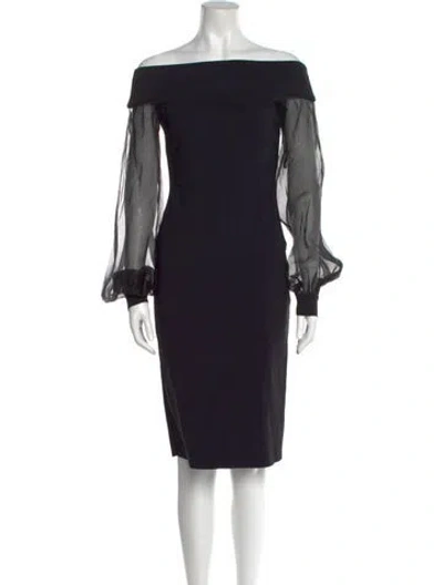 Pre-owned Chiara Boni Off-the-shoulder Knee-length Dress In Black