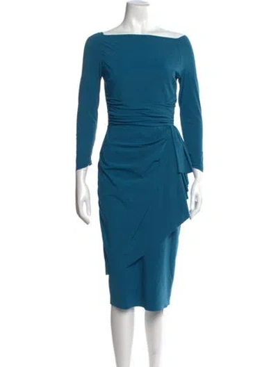 Pre-owned Chiara Boni Off-the-shoulder Knee-length Dress In Blue