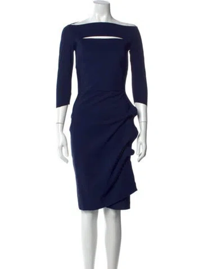Pre-owned Chiara Boni Off-the-shoulder Knee-length Dress In Blue