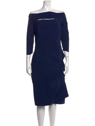 Pre-owned Chiara Boni Off-the-shoulder Knee-length Dress In Blue