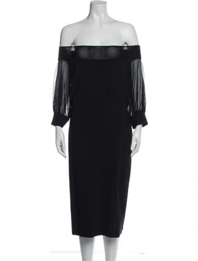 Pre-owned Chiara Boni Off-the-shoulder Knee-length Dress In Blue