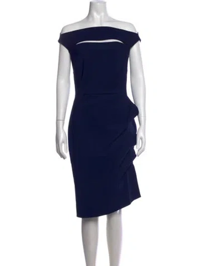 Pre-owned Chiara Boni Off-the-shoulder Knee-length Dress In Blue