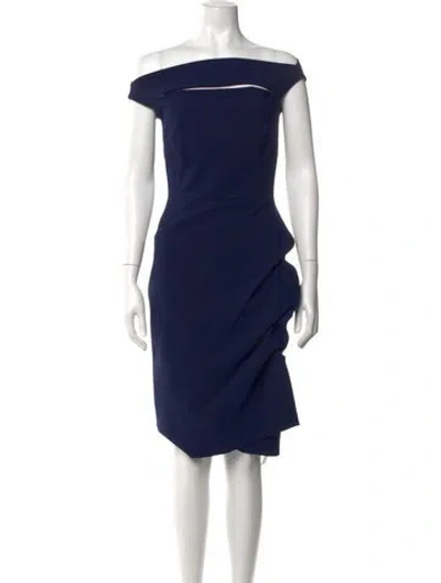 Pre-owned Chiara Boni Off-the-shoulder Knee-length Dress In Blue