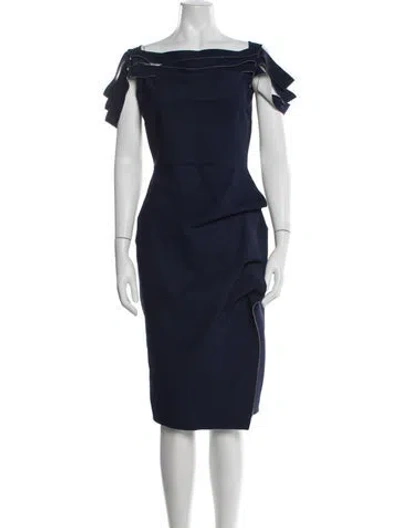 Pre-owned Chiara Boni Off-the-shoulder Knee-length Dress In Blue