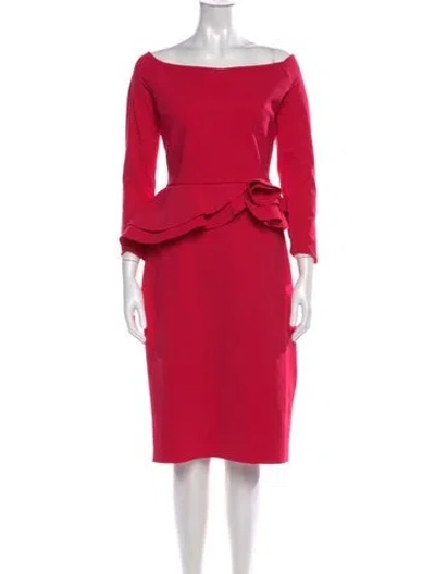 Pre-owned Chiara Boni Off-the-shoulder Knee-length Dress In Burgundy