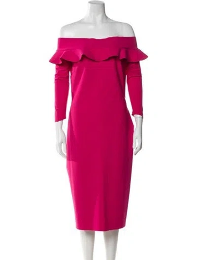 Pre-owned Chiara Boni Off-the-shoulder Knee-length Dress In Pink
