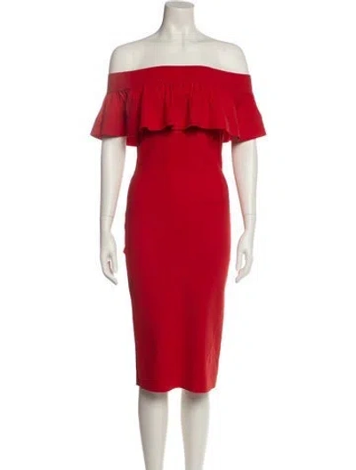 Pre-owned Chiara Boni Off-the-shoulder Knee-length Dress In Red